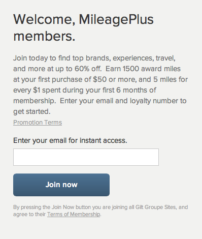 Gilt MileagePlus Sign Up