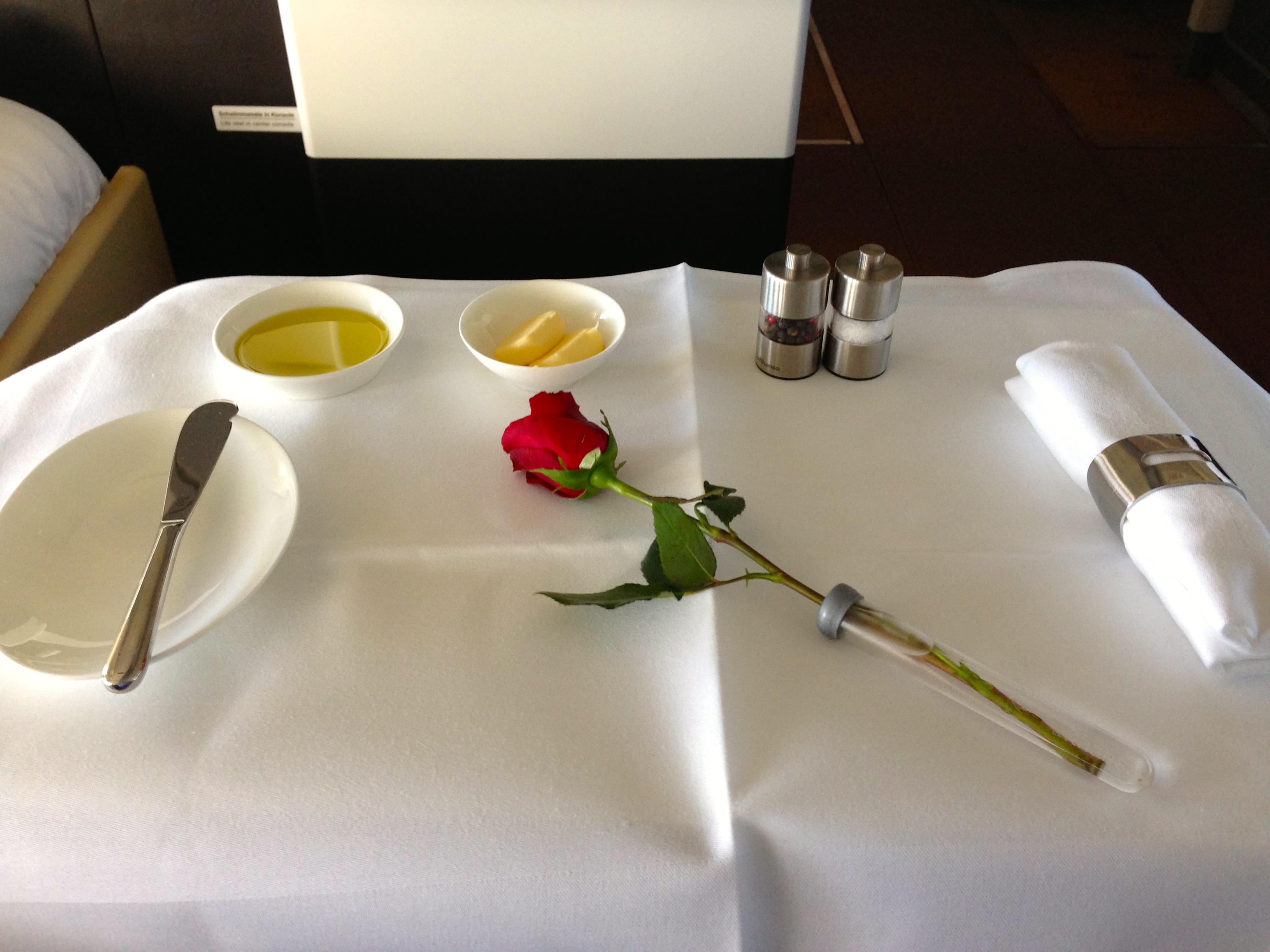 Lufthansa First Class Table Setting