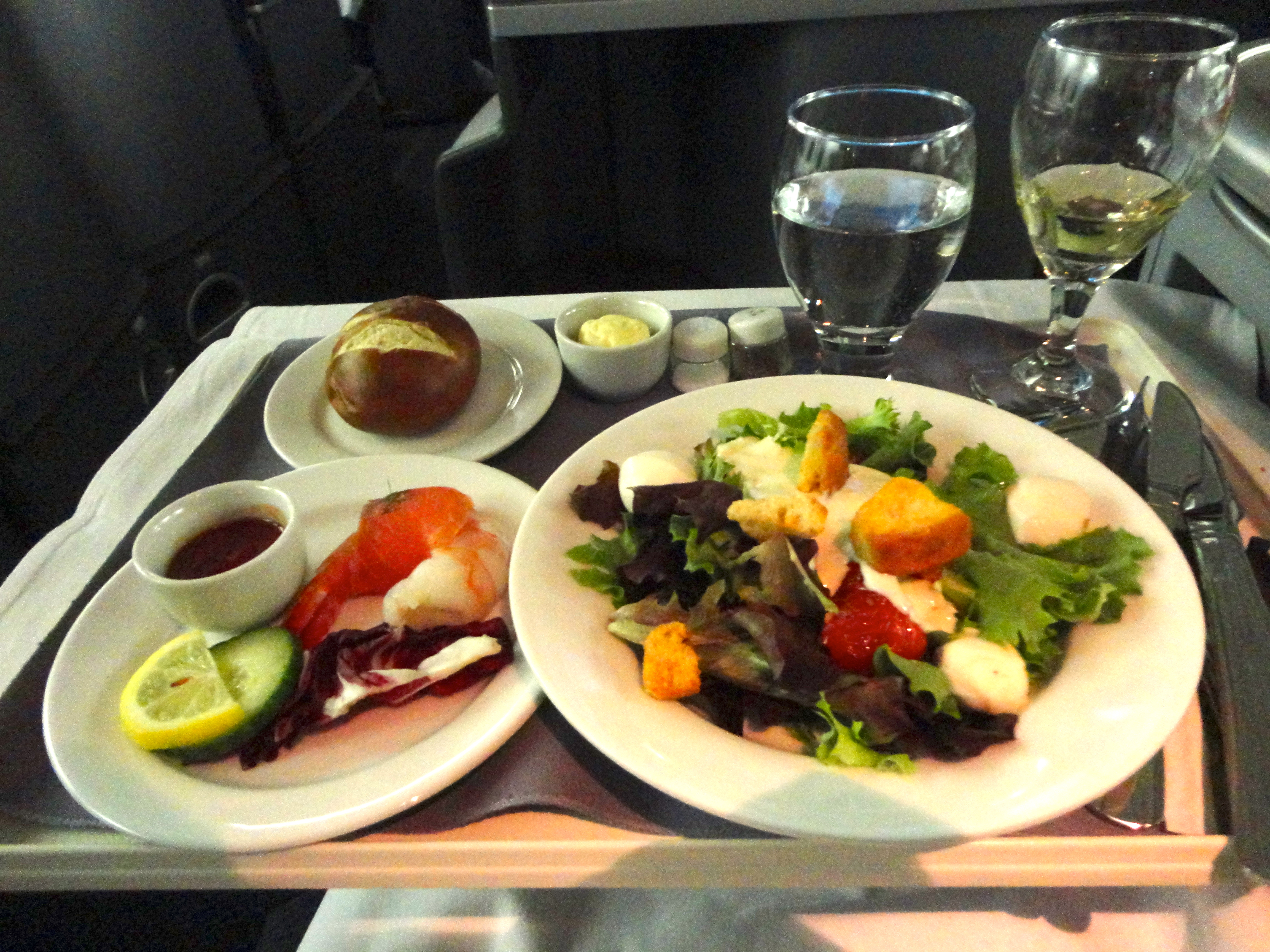 United Business Class Appetizer and Salard
